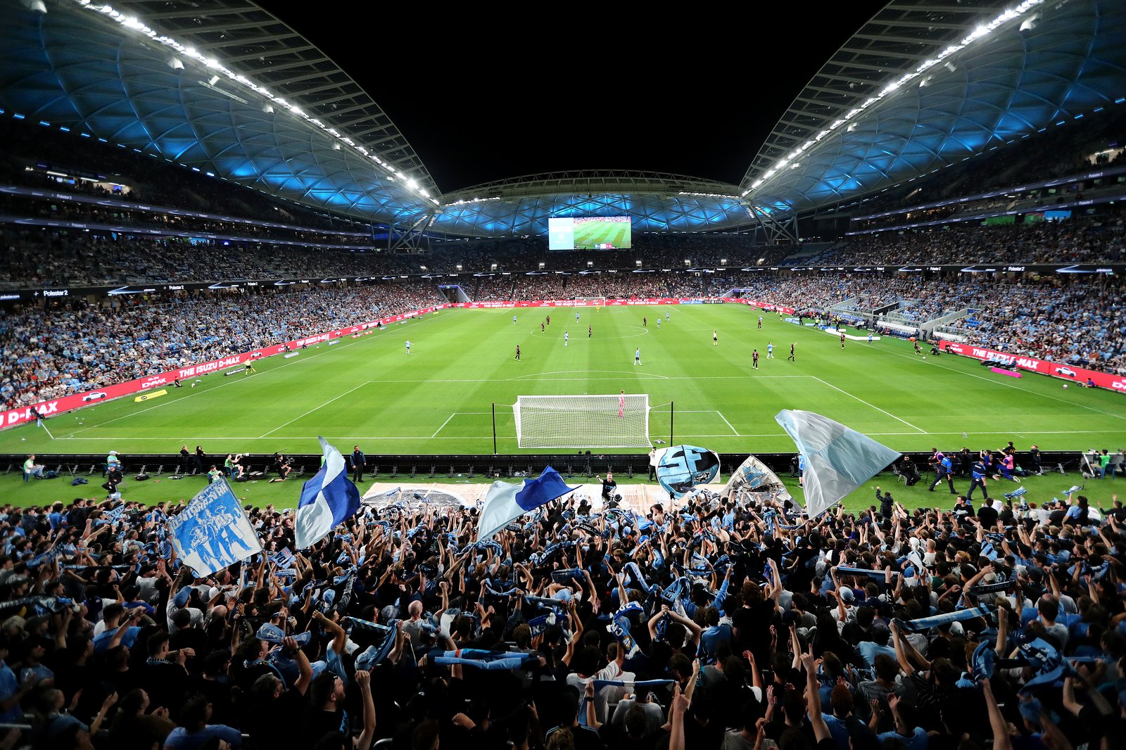 Match day under lights at Allianz Stadium