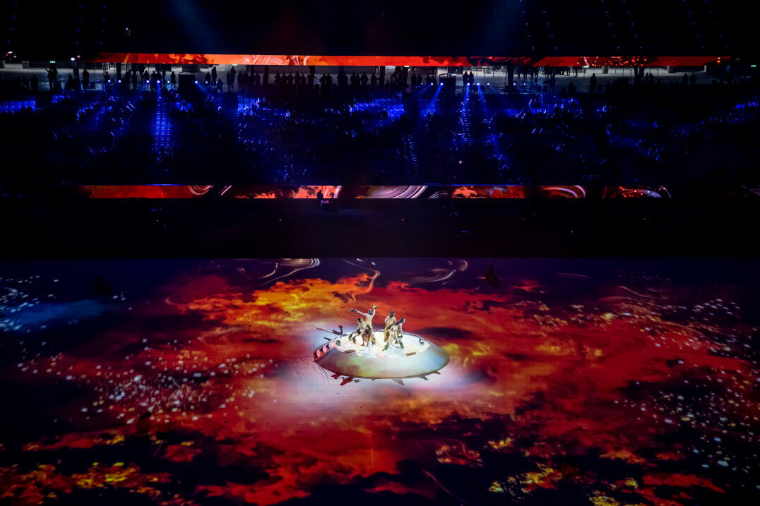 Projection mapping across the Allianz Stadium playing arena